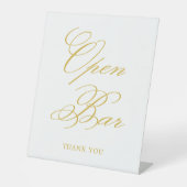 Signe De Table Gold Elegant Calligraphy Mariage Open Bar (Recto)