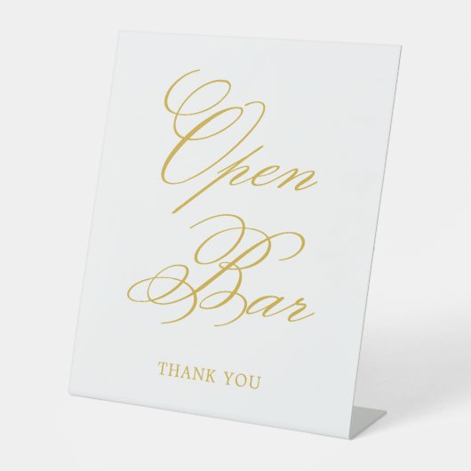 Signe De Table Gold Elegant Calligraphy Mariage Open Bar (Recto)