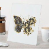 Signe De Table Gold flower Butterfly with Black Orchid (In SItu)