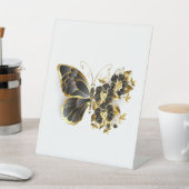 Signe De Table Gold flower Butterfly with Black Orchid (In SItu)