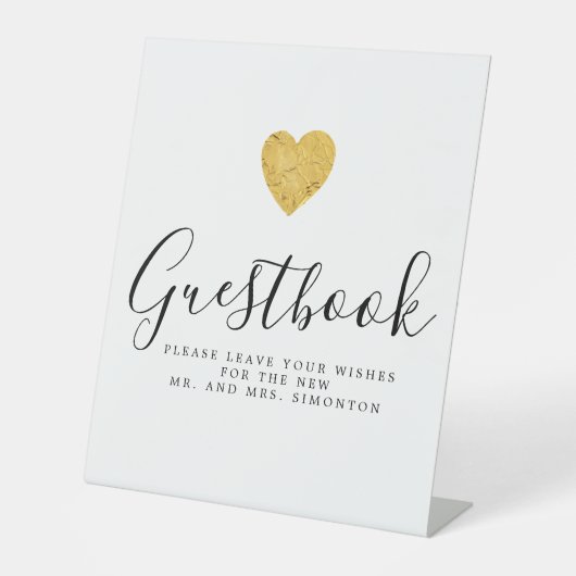 Signe De Table Gold Foil Heart Mariage Guestbook (Recto)