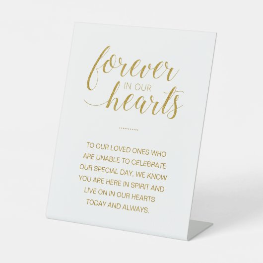 Signe De Table Gold Forever dans nos coeurs Mariage commémoratif (Recto)