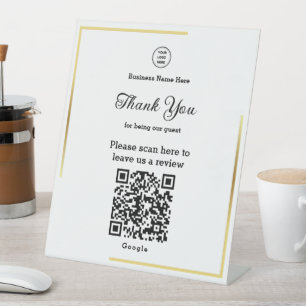 Signe De Table Gold Frame QR Code Laisser Un Avis Business Store