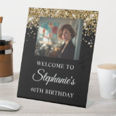 Signe De Table Gold Glitter Black Photo 40th Birthday (In SItu)
