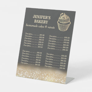 Signe De Table Gold glittery cupcake boulangerie liste de prix pe
