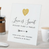 Signe De Table Gold Heart Love est Sweet Mariage Dessert Bar (In SItu)