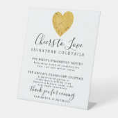 Signe De Table Gold Heart Signature Cocktails Bar Mariage (Recto)