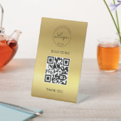 Signe De Table Gold Metallic Scan Me QR Code Logo (In SItu)