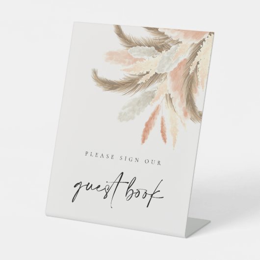 Signe De Table Gold Pampas Grass Guest Book Mariage C100 (Recto)