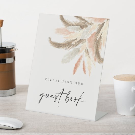Signe De Table Gold Pampas Grass Guest Book Mariage C100 (In SItu)