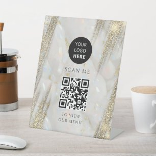 Signe De Table Gold Parties scintillant Business QR Code Logo Pie