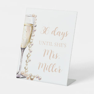 Signe De Table Gold Pearls et Prosecco Jours jusqu'à ce qu'elle s