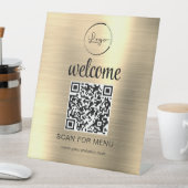 Signe De Table Gold personnalisé QR Code Menu Texte Entreprise mo (In SItu)