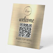 Signe De Table Gold personnalisé QR Code Menu Texte Entreprise mo (Recto)