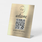 Signe De Table Gold personnalisé QR Code Menu Texte Entreprise mo (Recto)