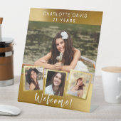 Signe De Table Gold photo collage anniversaire fête bienvenue (In SItu)