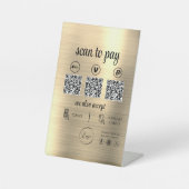 Signe De Table Gold QR Code de l'analyse de paiement pour payer L (Recto)