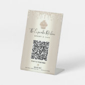 Signe De Table Gold QR Code Scan Menu Cupcake Parties scintillant (Recto)