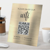 Signe De Table Gold QR Code S'Il Vous Plaît Profitez De Notre Wif (In SItu)