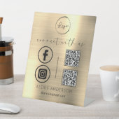 Signe De Table Gold QR Connect With Us Business Logo Médias socia (In SItu)