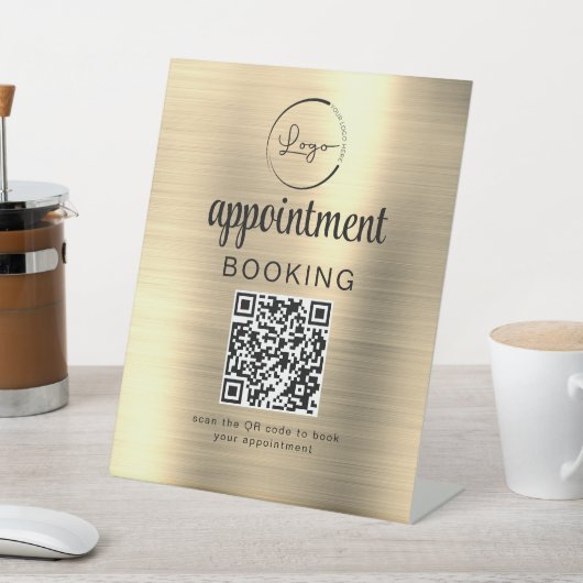 Signe De Table Gold Rendez-vous Réservation QR Code Entreprise (In SItu)