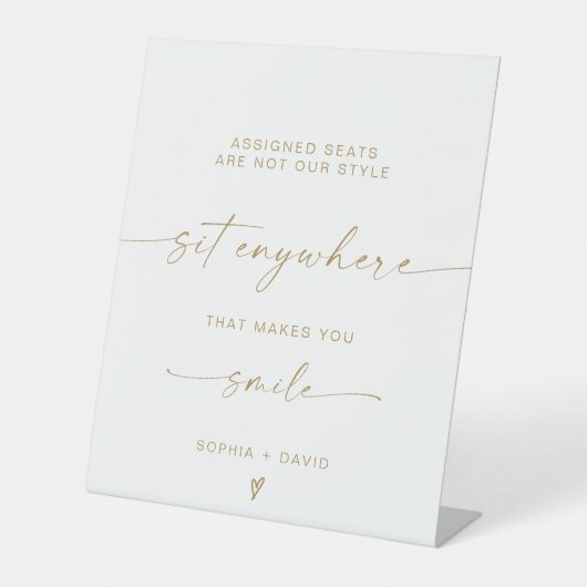 Signe De Table Gold Script Sit Anywhere Aucun Mariage de siège af (Recto)