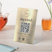Signe De Table Gold Social Media QR Code Business Logo (In SItu)