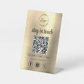 Signe De Table Gold Social Media QR Code Business Logo (Recto)