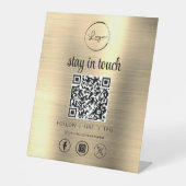 Signe De Table Gold Social Media QR Code Business Logo (Recto)