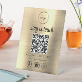 Signe De Table Gold Social Media QR Code Business Logo (In SItu)