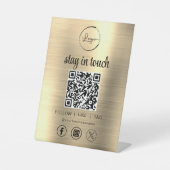 Signe De Table Gold Social Media QR Code Business Logo (Recto)