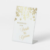 Signe De Table Gold Vine Leaf Bordure Mariée et Groom Réservé (Recto)