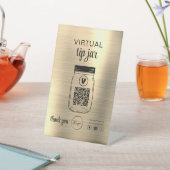 Signe De Table Gold Virtual Tip Jar QR Code Logo Blanc (In SItu)