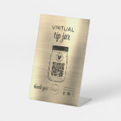 Signe De Table Gold Virtual Tip Jar QR Code Logo Blanc (Recto)