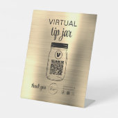 Signe De Table Gold Virtual Tip Jar QR Code Logo Blanc (Recto)