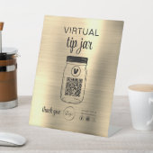 Signe De Table Gold Virtual Tip Jar QR Code Logo Blanc (In SItu)