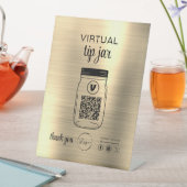 Signe De Table Gold Virtual Tip Jar QR Code Logo Blanc (In SItu)
