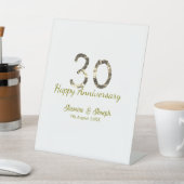 Signe De Table Golden Metallic 30th Happy anniversary add name (In SItu)