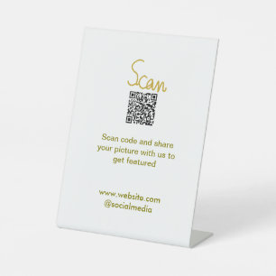 Signe De Table Golden Scan QR code parties scintillant simple élé