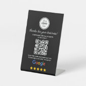 Signe De Table Google Avis avec lien QR Code noir (Recto)