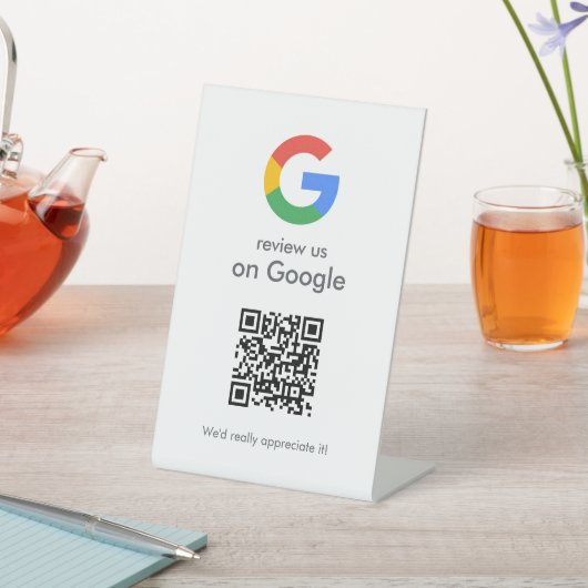 Signe De Table Google Avis | Business Review Link QR Code (In SItu)