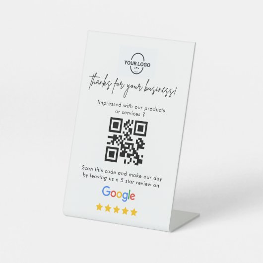 Signe De Table Google Avis | Code QR de l'examen des entreprises (Recto)