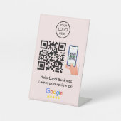 Signe De Table Google Avis | Profil d'entreprise Code QR rose (Recto)