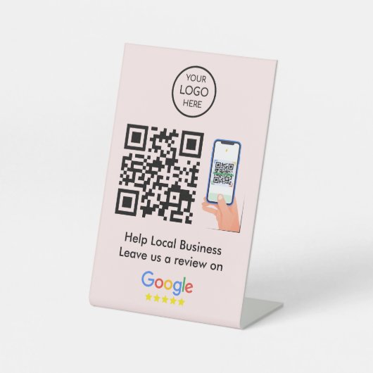 Signe De Table Google Avis | Profil d'entreprise Code QR rose (Recto)