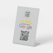 Signe De Table Google Business Avis 5 étoiles Qr Code Gris (Recto)