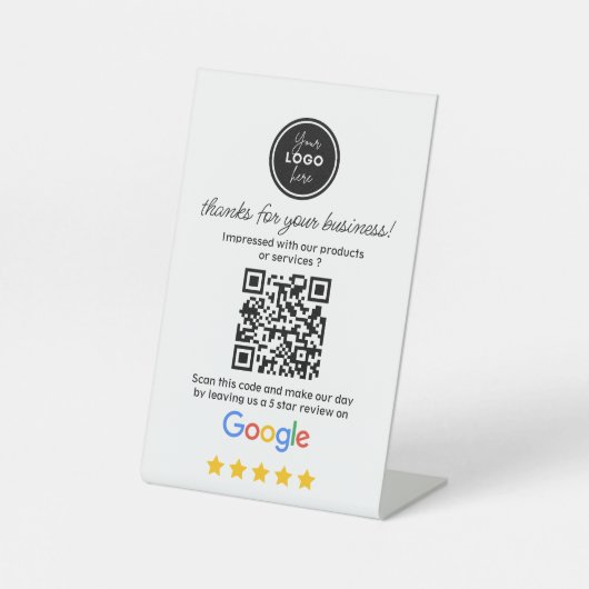 Signe De Table Google Critiques avec le code QR de lien (Recto)