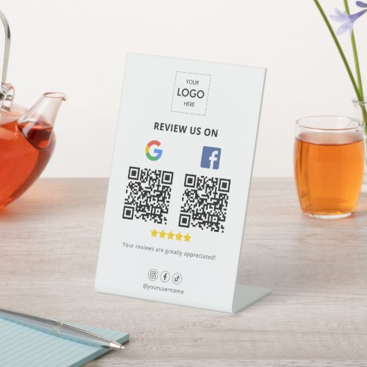 Signe De Table Google Facebook Revoir QR Code Signal Pedestal (In SItu)
