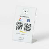 Signe De Table Google Facebook Revoir QR Code Signal Pedestal (Recto)