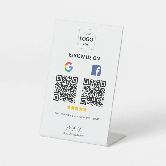 Signe De Table Google Facebook Revoir QR Code Signal Pedestal (Recto)