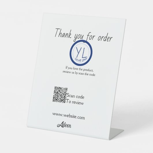 Signe De Table Google review business logo website scan QR code (Recto)